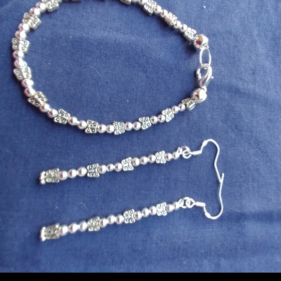 Hand Crafted Jewelry - OOAK Hand Crafted Silver Butterfly Bracelet & Matching Earrings
